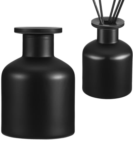 HEMOTON 2 Botellas Difusoras De Vidrio Vacías Contenedor De Aromaterapia Rellenable Frasco Difusor para Aceites Esenciales Y Varillas para Hogar Oficina SPA Meditación Y Bodas