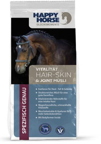 HAPPY HORSE Müsli 14kg für Haut, Fell & Gelenke deines Pferdes | Energieversorgung | Weidegras | Fermentgetreide | unterstützt Gelenkgesundheit | niedriger Zuckeranteil