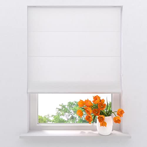 Radeco® Raffrollo ohne Bohren 80 x 180 cm weiß, Größen von 60 bis 160 Breite, raffrollo klemmfix, raffrollo Blickdicht, raffrollos