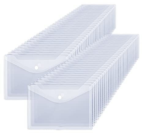 DAJAVE A5 Kunststoffhüllen mit Druckknopf, transparent, A5, Kunststoffmappen, mit Knopf, 60 Stück