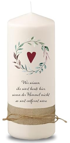 Villa Rosa Lotta – Trauerkerze Grabkerze Ilse mit Spruch I 20 cm hoch & 7 cm Durchmesser | Andenken an Verstorbene I Trauergeschenk, Grablicht, Grabschmuck | Sternenkinder Andenken Trauer