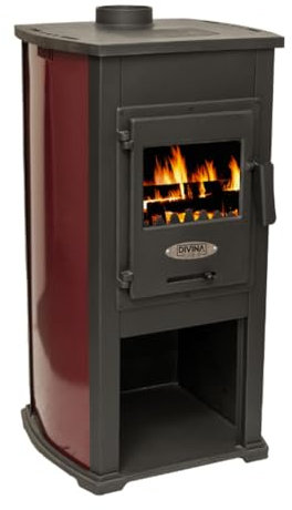 Stufa a legna in ghisa KATERINA 8,45 KW L 47 x P 40 x H 94 Bordeaux