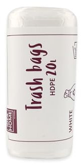 IDEA HOME Bolsas de Basura de Plástico 20L - Resistentes Sacos de Basura para Reciclar 40 Unidades, Blanco