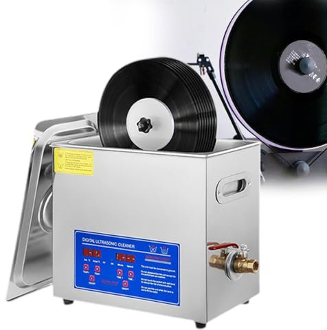 pealiritansemen Kommerzieller Ultraschallreiniger, 6 L Schallplattenreinigungsmaschine, Scheibenwaschmaschine, Reinigt 1-6 Schallplatten Auf Einmal, 40 kHz 180 W Reinigungsgerät