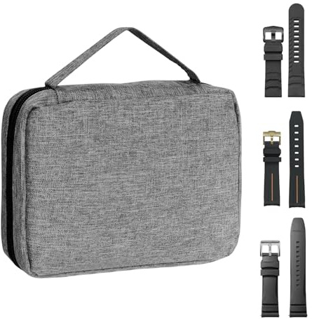 Boîte de rangement pour bracelet de montre - Boîtier de bracelet de montre - Sac de transport - Organiseur de bracelet de montre pliable et support de rangement pour 20 bracelets de montre, gris, 17,5