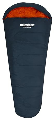 Milestone Camping Mummy Sleeping Bag/Insulated 2 Season for Camping, Hiking, Festivals, Outdoors/Includes Carry Sack / 210cm x 75cm