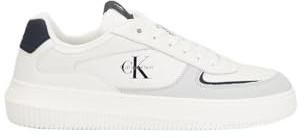 Calvin Klein Uomo Sneakers con Suola Preformata Chunky Low Suola Spessa, Bianco (Bright White/Navy/Grey), 46