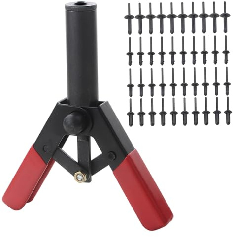 41PCS Rivet Gun Kit with 4 Sizes Plastic Rivet, Carbon Steel Removal Tool with Comfortable Grip for Fastening Door Panels and Car Trim Tool Removal Plastic