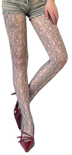 Calze a fantasia Leggings Collant a Vita Alta Calze Per Le Donne Calze a Rete Collant Alte Coscia Collant Fantasia Collant Donna, grigio, Taglia unica