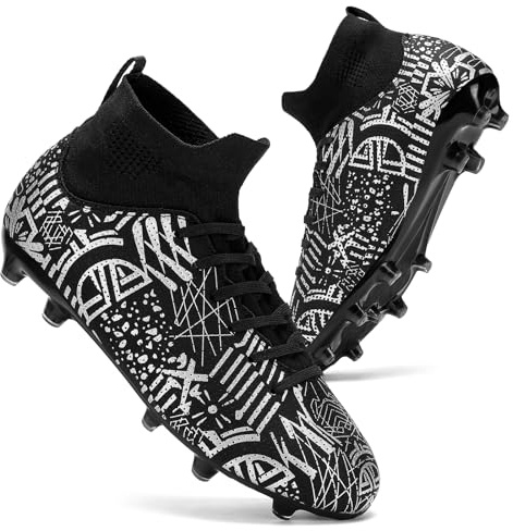 DEORUMN Mens Soccer Cleats Ultimate Youth Soccer Shoes Football Boots Black