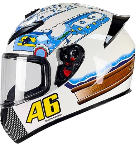 Casco Moto Integrale Retrò Caschi Integrali Per Moto Da Strada Con Doppia Visiera Casco Vintage Racer ATV UTV Approvato DOTECE Per Uomini Adulti Donne Cross E Off-Road V,XXL:63-64CM