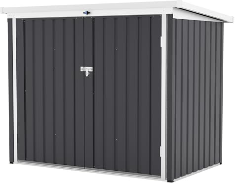 GarveeLife Outdoor Storage Shed, 80 Cu.Ft Outdoor Trash Can Storage Box with Lockable Door&Sloped Roof,Cabinet With Multi-Use Rust Prevention Galvanized Steel Enclosure for Yard, Garden, Patio
