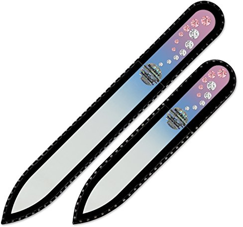 Mont Bleu Set bestehend aus 2 Handgefertigte Glasnagelfeilen von Hand dekoriert crystals from Swarovski - Echtem gehärteten Glas aus Tschechien