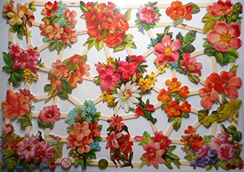 Glanzbilder Blumen Rose Vogel EF 7381 Oblate Posiebilder Scrapbook Deko GWI 410