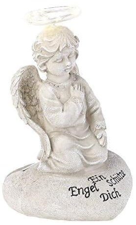 Lunartec Angelo con Luce per Scavare: Figura di Angelo Custode con Luce Solare a LED, 7 LED, 20 cm, IP44 (Decorazioni tombali)