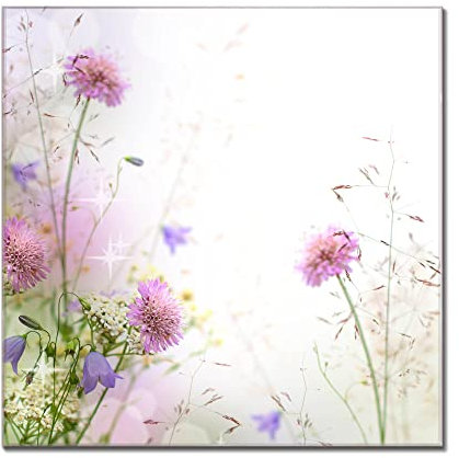 banjado Glas Magnettafel (60 x 40cm) - Magnetwand Glas - Magnetpinnwand als Memoboard - Pinnwand Magnettafel Küche, Büro, Kinderzimmer - Glitzernde Wiese