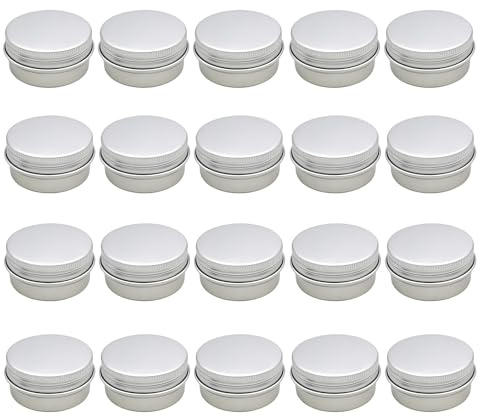 20PCS 5ML 0.17oz Small Ounce Empty Metal Steel Aluminum Jar Tins Cans Slip Slide Bottle Cosmetic Containers Box With Twist Cover For Sample Storage Salves Eye Shadow Make up Lip Balm