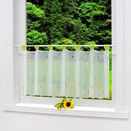 Joyswahl Voile Scheibengardine Transparente Bistrogardine »Augusta« mit Schlaufen Kaffee Stores Vorhang HxB 45x120cm #4 1er Pack