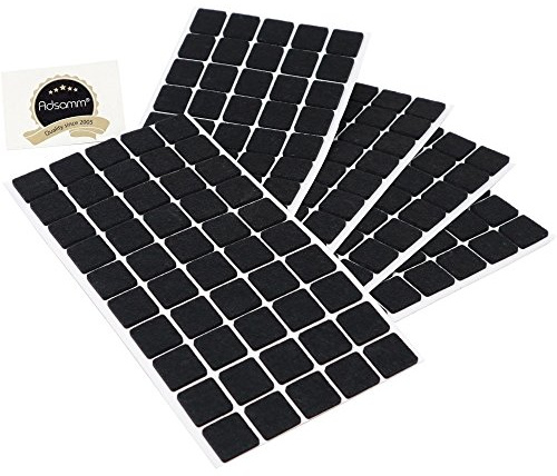 Adsamm® / 250 x Selbstklebende Filzgleiter/Schwarz / 20x20 mm/Quadratisch/Möbelgleiter aus Filz mit 3.5 mm Stärke/Möbel- und Bodengleiter