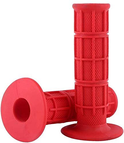 Apretones del Manillar de la Motocicleta 1par, empuñadura Fija de Goma del Engranaje del Extremo de la Barra de la Mano de la Bici para la Bicicleta de la Moto(Rojo) Puño Manillar