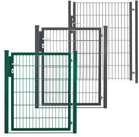 HORI Gartentor für Doppelstabmattenzaun I Gartentür anthrazit-grau I inkl. Schloss & Beschlag I Wetterfestes Tor für Garten, Hof & Einfahrt - Modell Premium - Höhe 183 cm