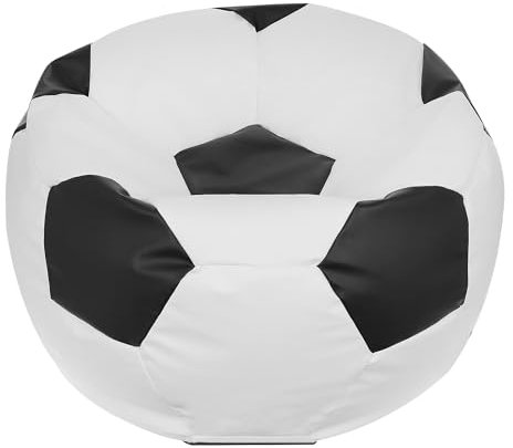 Ecopuf Sitzsack Ball - Bean Bag Ball - Sitzsäcke fur Gaming Sack - Zubehör für Fussball Kinderzimmer - Öko-Leder - 105x80 - Schwarz