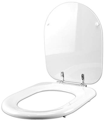 IDROTOP Copriwater per Cesame Epoque come Originale, Bianco, Forma a D | Anima in legno, Poliestere lucido, Cerniera tubetto ottone cromato, Made in Italy