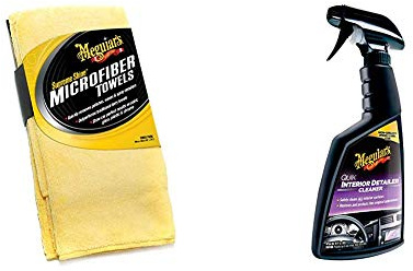 Meguiar's X2020EU Supreme Shine Mikrofasertuch, 3er Pack & G13616EU Quik Detailer Interior Innenraumreiniger, 473 ml