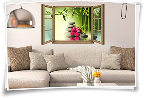 Medianlux Wand-Tattoo Wand-Bild Fenster SPA Wellness Steine Bambus Orchidee Aufkleber Deko Wohnzimmer Küche Folie Digitaldruck, 120x78cm wb22wb17-108541