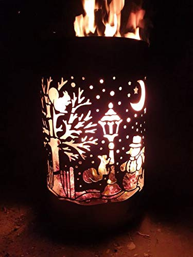 TiKo-Design® Feuertonne Feuerkorb mit Winterlandschaft Motiv