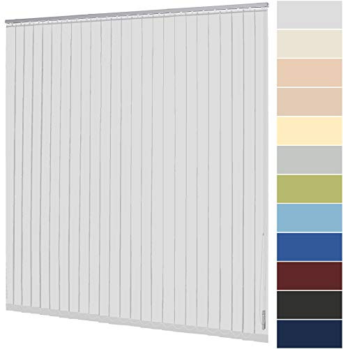Lamellenvorhang nach Maß Vertikaljalousie 127 mm für Tür und Fenster viele Farben Maßanfertigung Jalousie Lamellen Rollo Wand- und Deckenmontage (Breite 200,1-220 cm x Höhe 200,1-220 cm, Weiß)