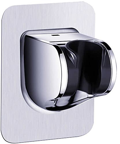 Soporte para cabezal de ducha, adhesivo fuerte, ajustable, soporte de ducha de mano, sin taladrar, soporte de montaje en pared (plateado)