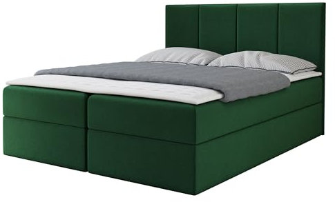 Mirjan24 Boxspringbett Rebos, Doppelbett mit 2 Bettkästen, Lattenrost und Matratze, Amerikanisches Continentalbett, Polsterbett, Bett mit Kopfteil, Bettgestell (Manila 35, 140 x 200 cm)