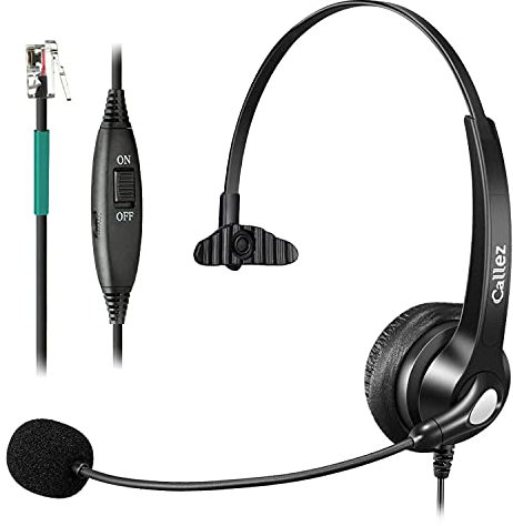 Telefon Headset RJ9 mit Mikrofon Noise Cancelling, Festnetztelefon Kopfhörer für Gigaset DA710 Polycom VVX411 Avaya 1408 Fanvil X4 Alcatel-Lucent Büro Call Center Deskphone, Kristallklar Chat