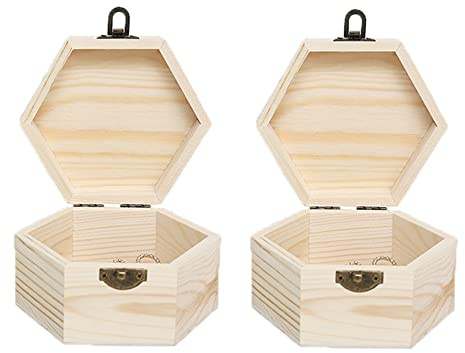 duoyif Holztruhe 2Pcs Holzbox Kleine Unvollendete Holzkiste Mit Deckel, Holz Schmuckbox Schatztruhe, Mini Holz Geschenkboxen Für Weihnachten Ostern Geburtstage Hochzeiten Partys, 13x13x7cm