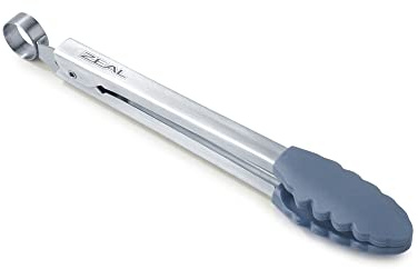 Zeal Silicone Mini Kitchen Cooking Tongs with Stainless Steel Handle – Perfect for Cooking, Grilling, BBQ, Air Fryer, and More, Heat-Resistant, BPA-Free, and Easy-to-Clean, 20cm, Provence Blue
