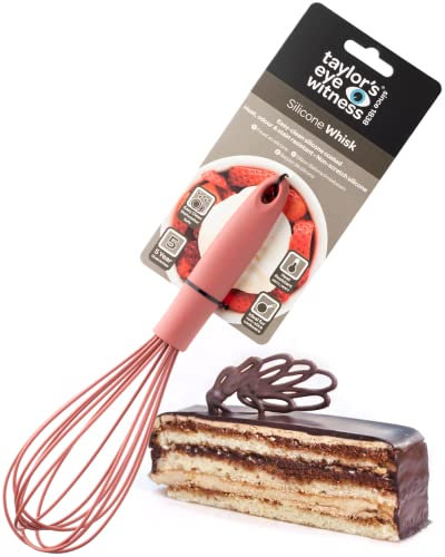 Taylors Eye Witness Large Baked Clay Silicone Whipping Whisk - Dishwasher Safe. Sturdy Build, Non-Scratch Balloon Head. Easy Clean. Odour, Stain & Heat Resistant (260°C/500°F). 5 Year Guarantee