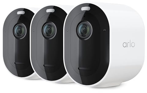 Arlo Pro 5S 2K Spotlight Kamera – Kabellose Heim-Sicherheitskamera mit Strahler, Farb-Nachtsicht, Dualband-WLAN und 2-Wege-Audio – Weiß, 3 Stück, VMC4360P