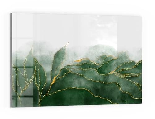 DEQORI Glas-Magnettafel | 60x40 cm groß | Motiv Grüner Wasserfarbverlauf | Memo-Board aus Glas | Magnetboard inkl. Magnete, Stift & Tuch für Küche & Büro | Tafel magnetisch & beschreibbar