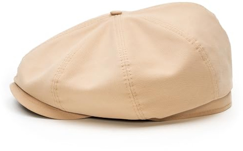 Sterkowski Modell Shelby | Baumwolle Schiebermütze für Herren und Damen | Fahrrad Cabrio Retro Modische Sport Premium Stilvolle Gangster Gatsby Klassische Sommer Ballonmütze Schirm Hellbeige 58