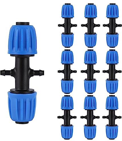 Raccordo spinato a 4 vie a 1/2 pollici a 1/4 pollici, connettori a diametro variabile per tubi di irrigazione, per 1/2 pollici (OD 0.620 in.ID è 0.520. in) (10 pz blu)