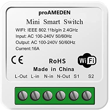 proAMEDEN HomeKit 16A WiFi Smart Schalter, [1/ein], Mini Smart Switch, WLAN, Switch-Modul, CozyLife App funktioniert mit Siri Sprachsteuerung, kompatibel mit Alexa, Google Home.