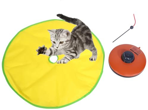ZLXHDL Interaktives Katzenspielzeug,Katzenspielzeug Elektrisch aus Nylonstoff, Katzenspielzeug Mit Rutschfester Basis, 4 Geschwindigkeiten, Kätzchenspielzeug Für Das Katzentraining