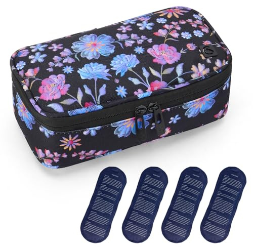 ALLCAMP Borsa termica piccola per insulina da viaggio | Adatta TSA, quattro panetti, freddo sei-otto ore, Oxford 600D, rivestimento in alluminio, viaggio e uso quotidiano