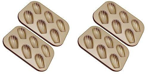 GOSIA Stampo per Torta Madeleine, Confezione da 4, Teglia Madeline Resistente All'Usura per Cottura Al Forno (Oro)
