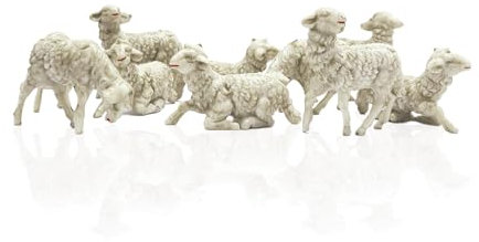 Lot de 24 moutons blancs miniatures 5 cm en résine – animaux moutons assortis – crèche décorations – animaux crèche – Noël paysage – paysage de Noël