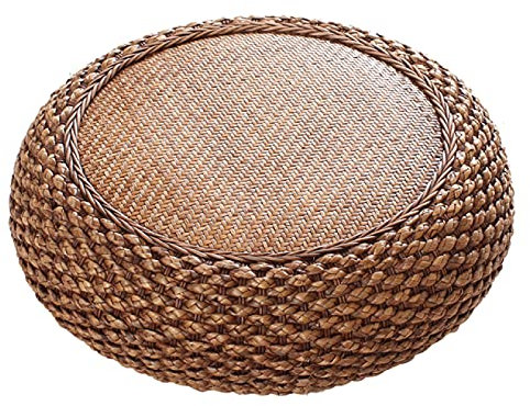 Generisch Fußhocker und Ottomanen, 40 x 17 cm, minimalistisches, modernes Stroh-Rattan-Kissen, handgefertigte Bodensitz-Pouf-Matte, handgewebter Stroh-Fußhocker