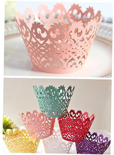 ABOOFAN 50pcs Edible Cake Cups Hollow Out Cupcake Wrappers Lace Muffin Baking Wraps Decorative Dessert Wrapping for Wedding Party