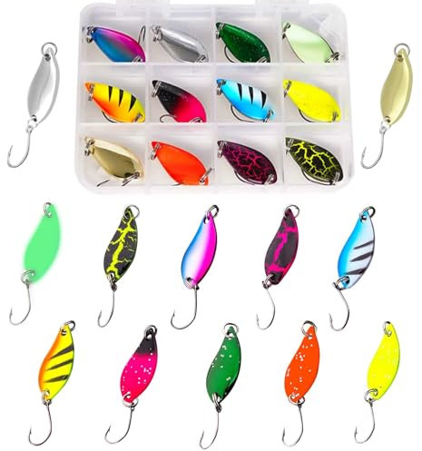 Thoquene 12 Stück Forelle Spoon Set, Blinker Mit Spoon Box Angelköder