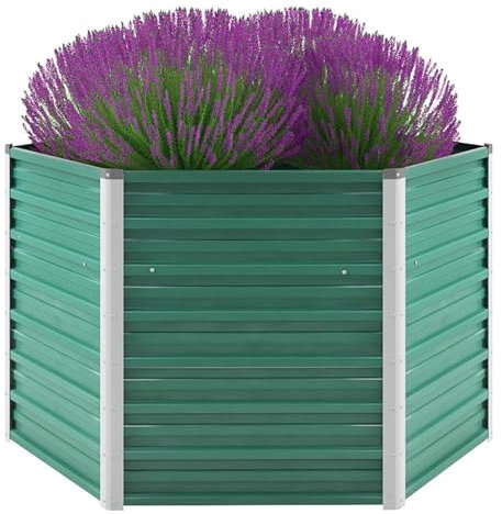 CIADAZ Lit surélevé de Jardin Acier galvanisé 129x129x77 cm Vert,Bordure Pierre,Kit Gabion,Gabion Jardiniere